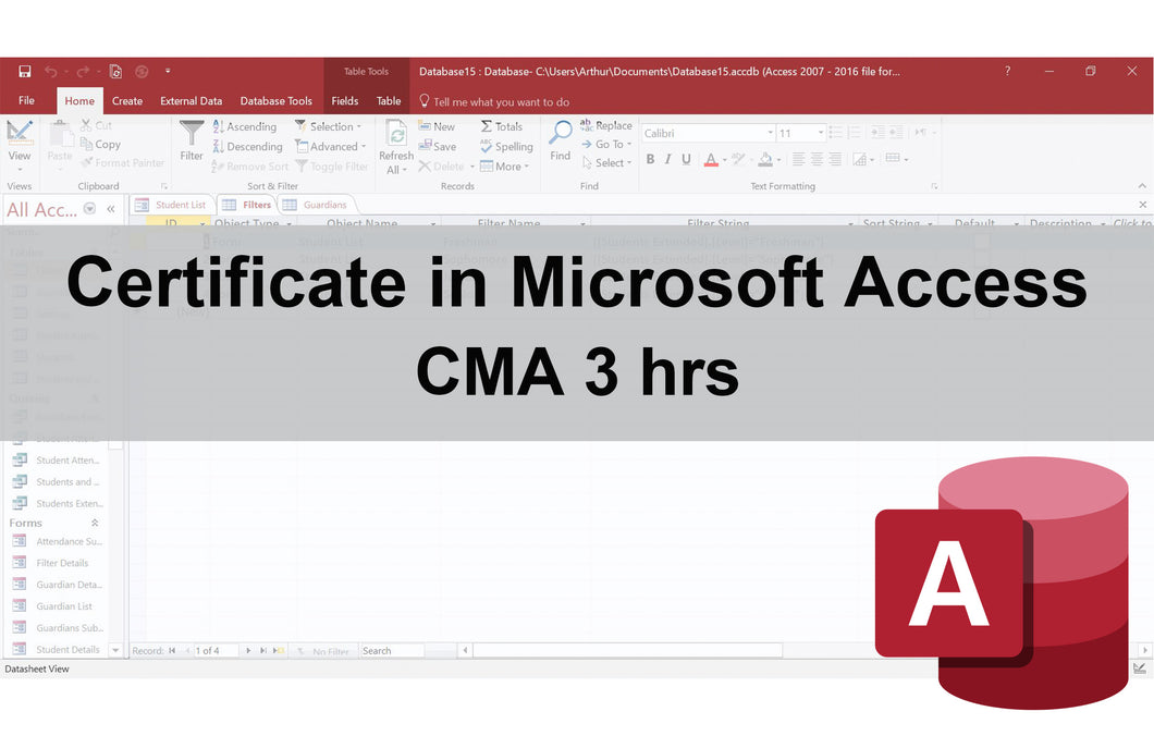 Certificate in Microsoft Access
