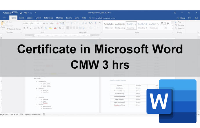 Certificate in Microsoft Word